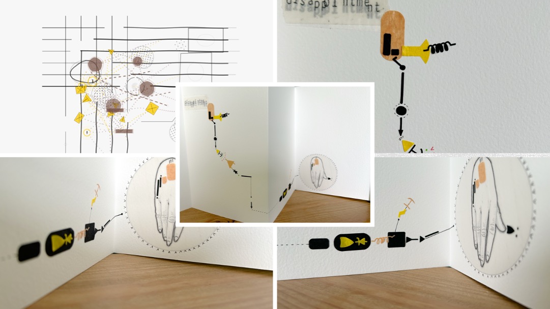 Disappointment collage in physical sketchbook