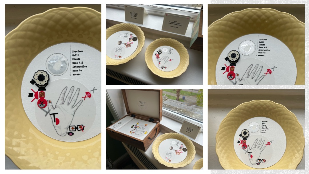 Guilt collage in physical sketchbook