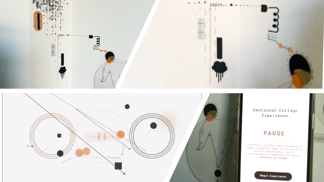 Pause collage in physical sketchbook