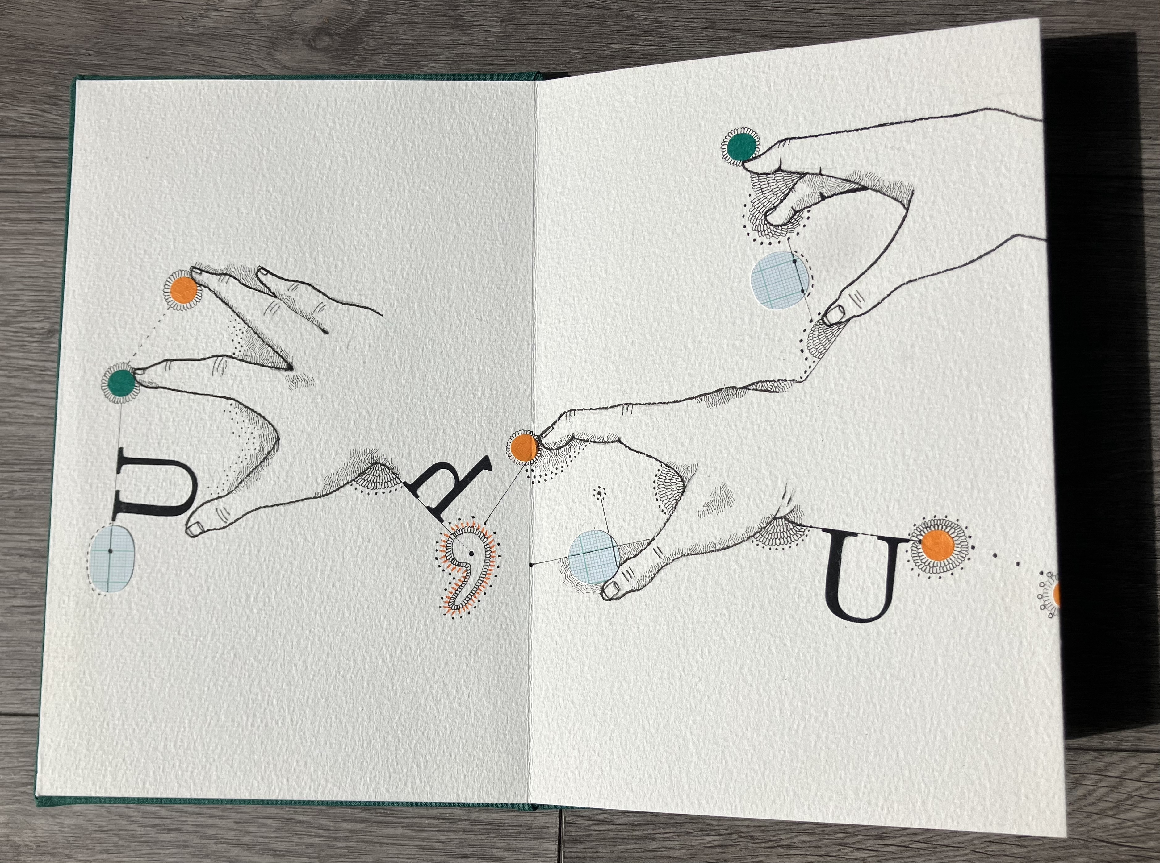 Cluster Hands concertina book